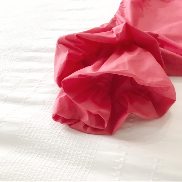 CLUB MONACO CORAL PINK OFF THE SHOULDER RUFFLE PUFFY SHORT SLEEVE TUNIC DRESS - Picture 6 of 7